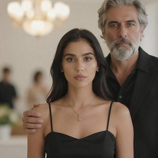 Serious Couple Portrait with Warm Bokeh