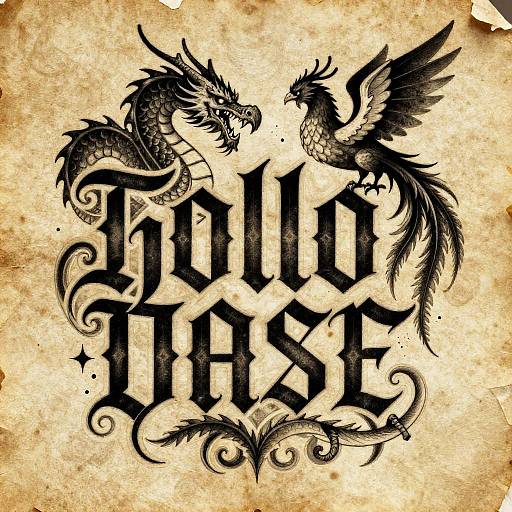 Gothic Mythical Name Tattoo Design