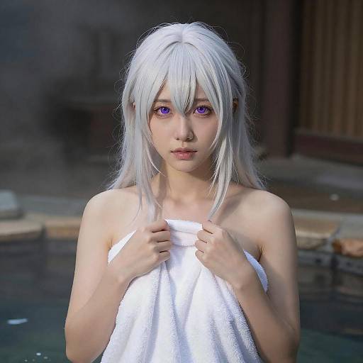 Realistic Portrait of a White-Haired Girl
