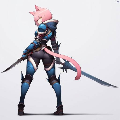 Fierce Monster Hunter with Cat Ears