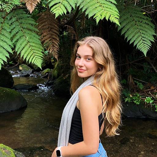 Serene Beauty by the Fern-Lined Creek