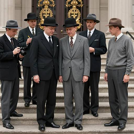 Mid-20th Century Gathering on Steps