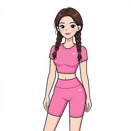 Sporty Woman in Bright Pink Outfit