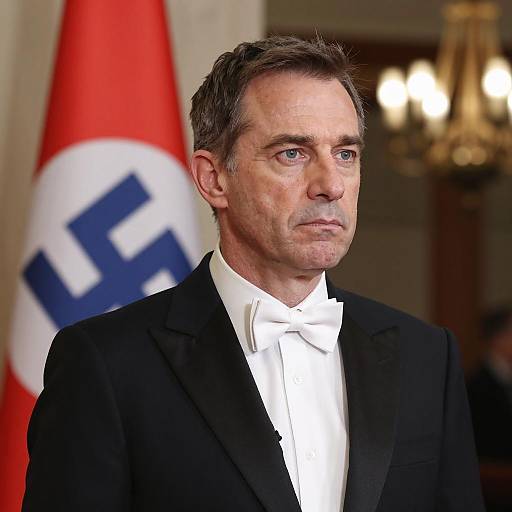 Serious Man in Black Suit Portrait