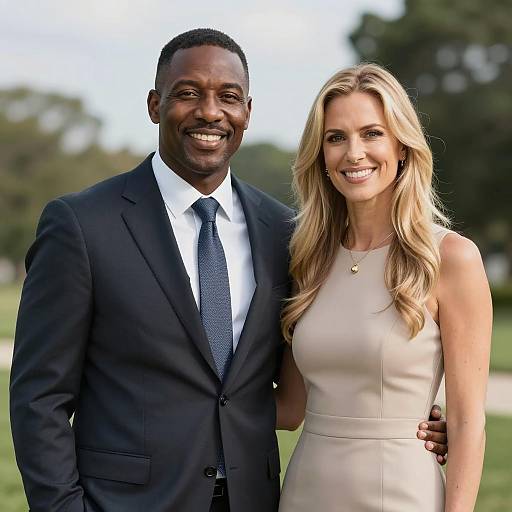 Joyful Outdoor Portrait of Diverse Couple