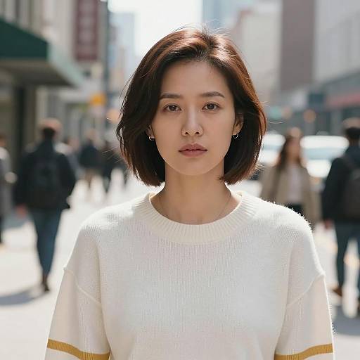 Photorealistic Portrait of Asian Woman in Urban Setting