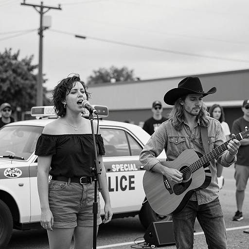 Dynamic Street Performance in Black and White