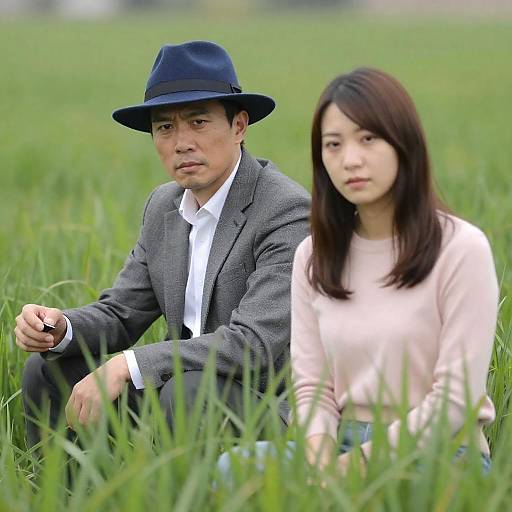 Couple in Grassy Field Portrait