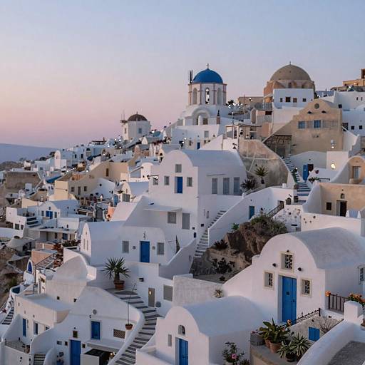 Sunlit Hillside Village with Soft Lighting