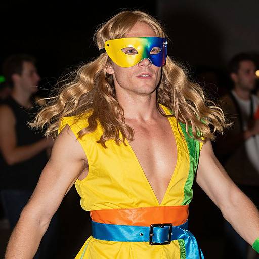 Vibrant Man with Colorful Mask