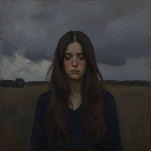 Melancholic Woman in Naive Style