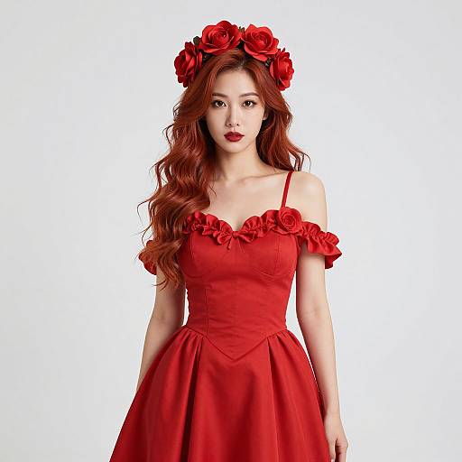 Red Mist Woman in Elegant Dress