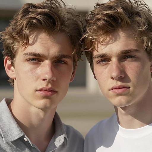 Portrait of Two Serious Young Men