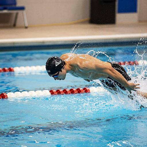 Toned Swimmer Diving Into Pool