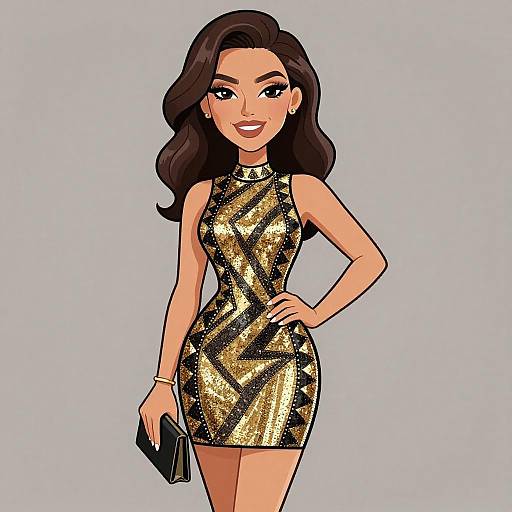 Glam Rock Woman in Geometric Mini Dress