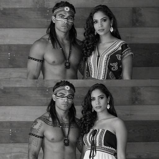 Black-and-White Collage of Two Couples