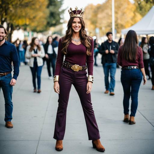 Young Woman in Purple Caitlyn Costume with Crown