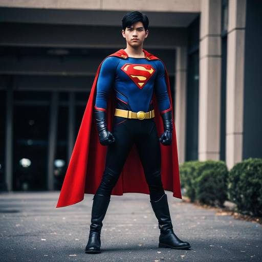 Young Superhero in Superman Costume