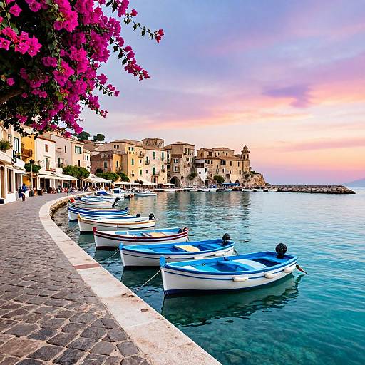 Neapolitan Coastal Village at Sunset