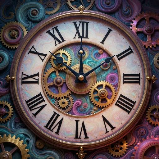 Surreal Melting Clock with Whimsical Gears