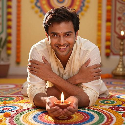 Joyful Man Celebrating Diwali