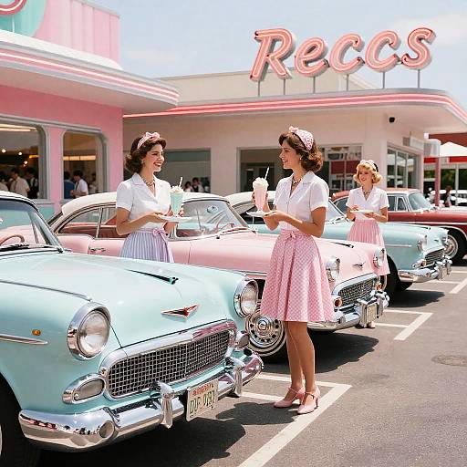 50's Retro Diner Neon Scene