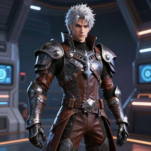 3D Anime Space Pirate in High-Tech Armor