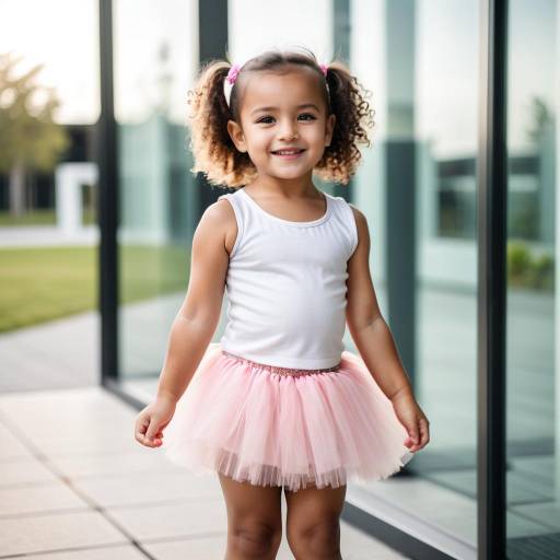 Smiling Toddler Girl in Pink Tutu Outdoors