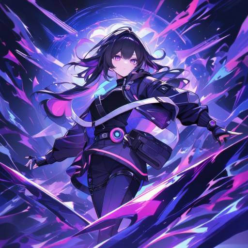Vibrant Anime Hacker Illustration in Action