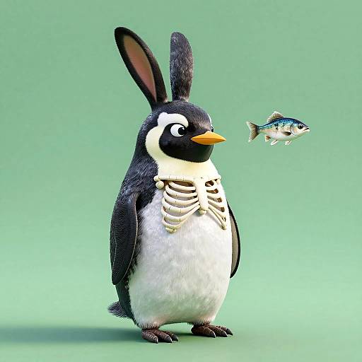 Anthropomorphic Penguin with Rabbit Ears
