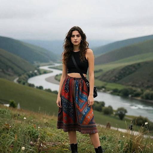 Confident Woman in Mountainous Landscape