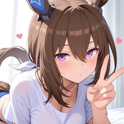 Charming Horse Girl with Purple Eyes