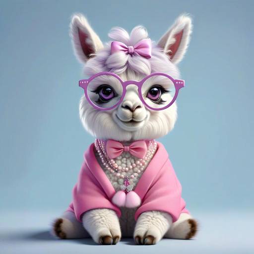 Charming Lavender Alpaca Cartoon Character