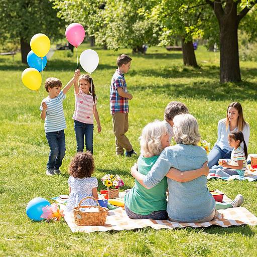 Family Reunion Picnic in Sunlit Park