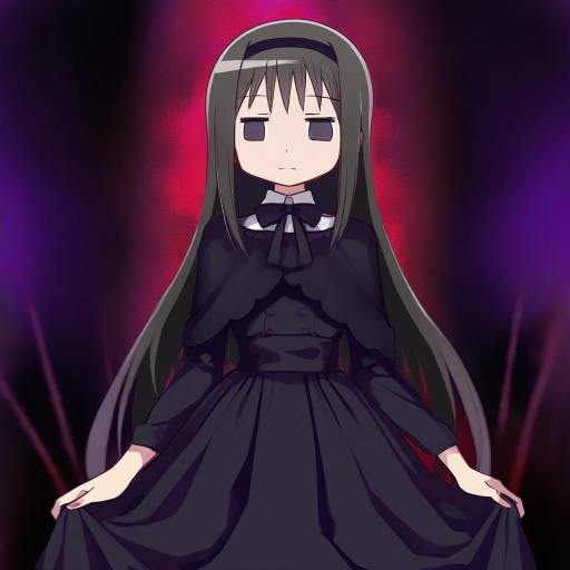 Illustration of Akemi homura (black dress), mahou shoujo madoka magica in the style of Kei (soundcross)