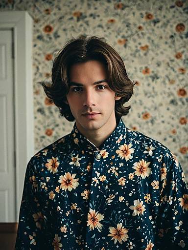 Blurred Portrait of Man in Floral Costume