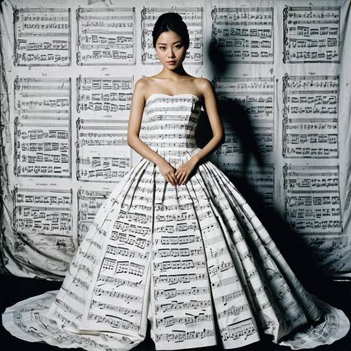 Elegant Asian Model in Music Gown Portrait