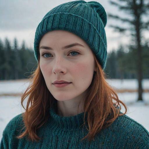 Introspective Woman with Red Hair Portrait