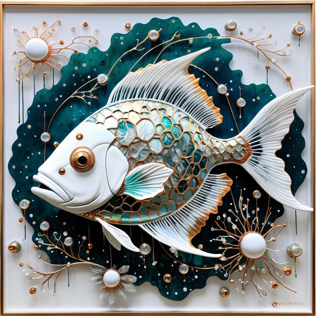 Whimsical Robotic Fish Artistry in Oil