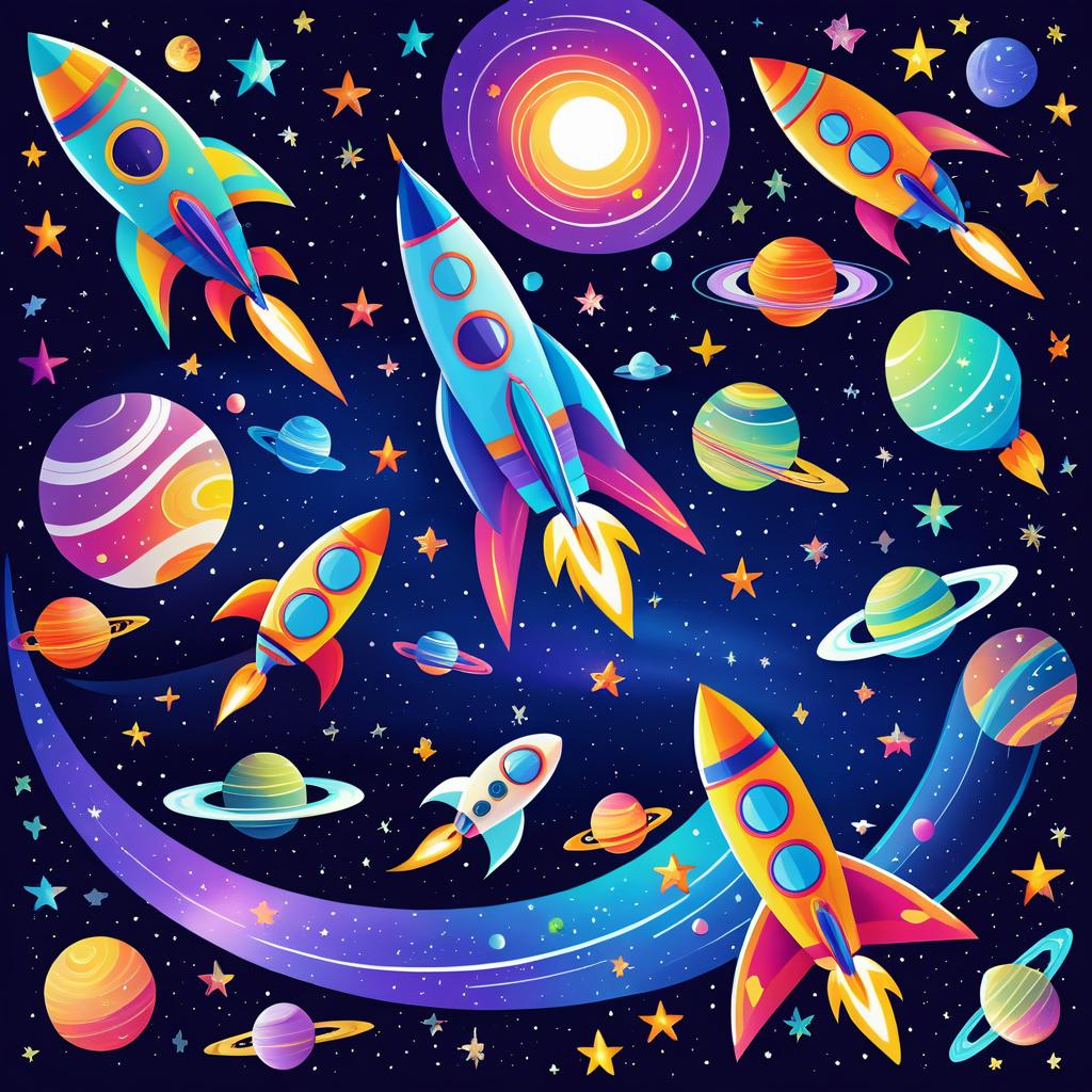 Whimsical Space Adventure Illustration