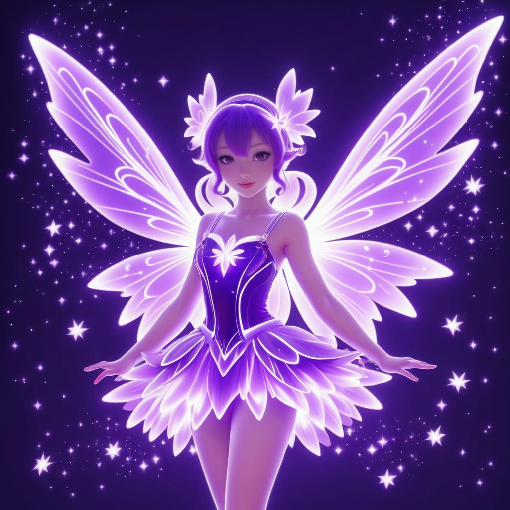 Radiant Anime-Inspired Purple Fairy