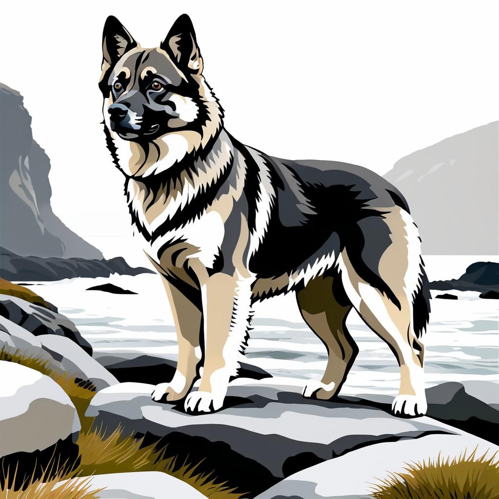 Victorian Illustration of Norwegian Elkhound