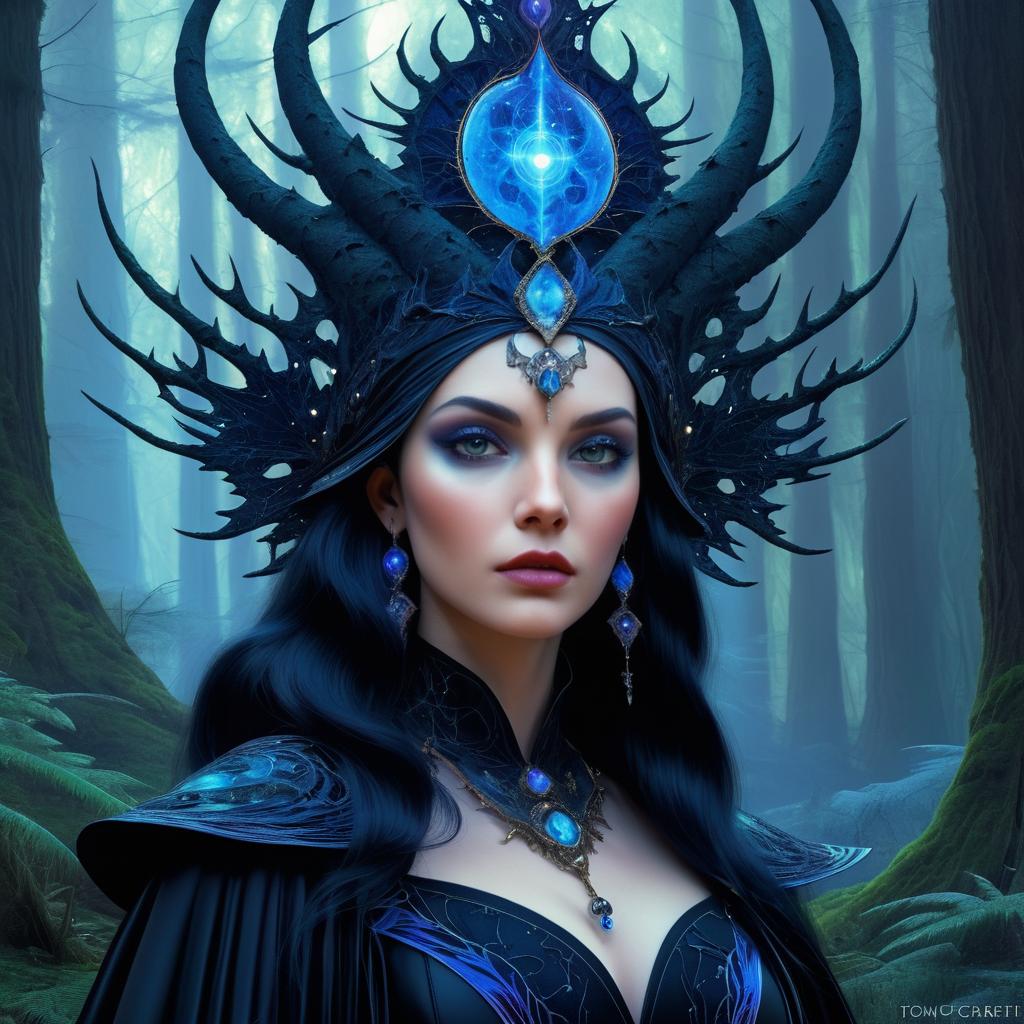 Celestial Sorceress in Enchanted Forest