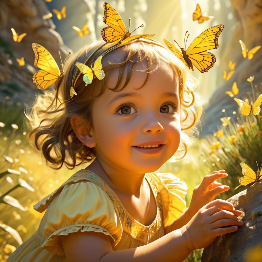 Joyful Child with Butterflies in Ávila