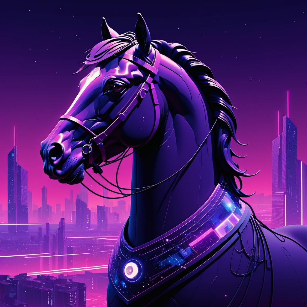 Celestial Horse in Dystopian Landscape