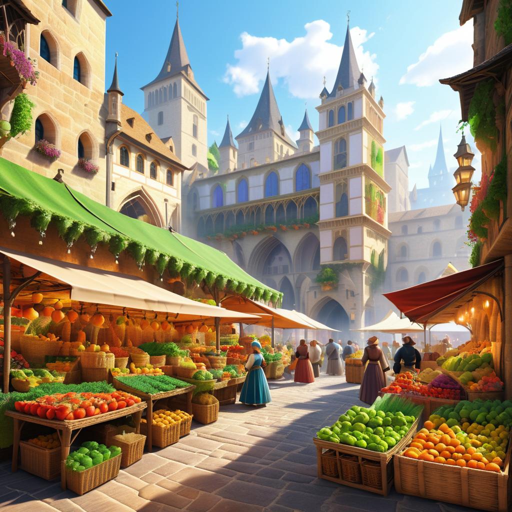 Vibrant Medieval Marketplace Scene