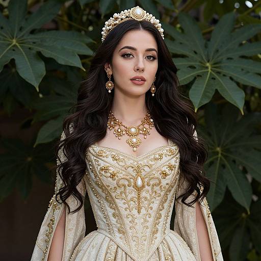 Elegant Woman in Regal Garden