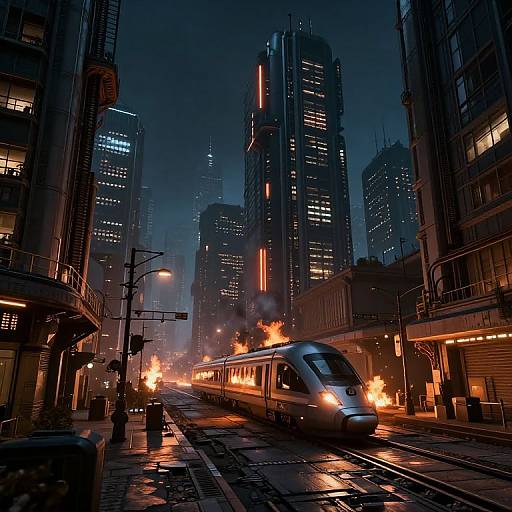 Dieselpunk City Nightfire Scene