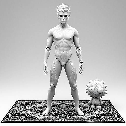 Neon 3D Biomechanical Art Portrait