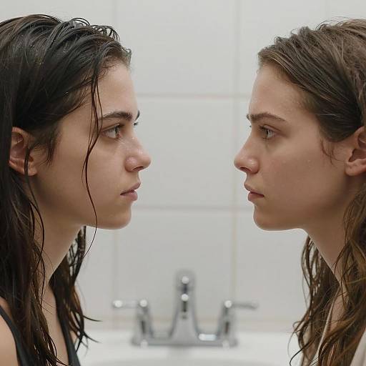 Intimate Bathroom Encounter of Two Women